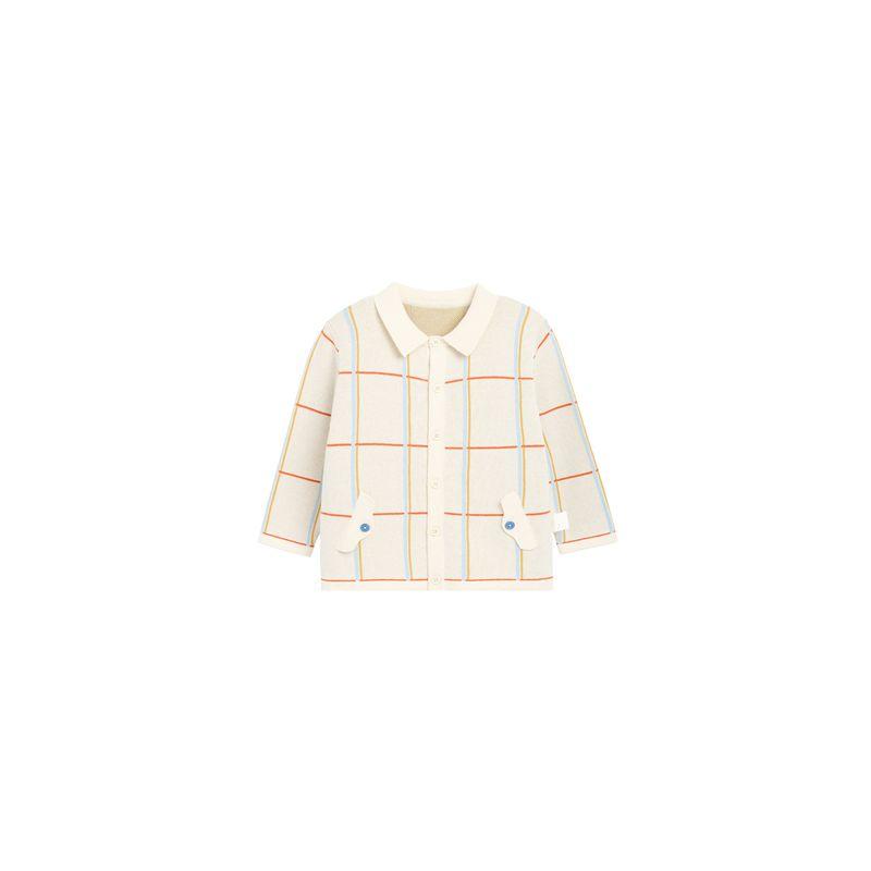 Whitewheat Kidsren's 26 Spring New Cardigan Sweater for Boys and Girls Casual Lapel Pure Cotton Baby Knitwear