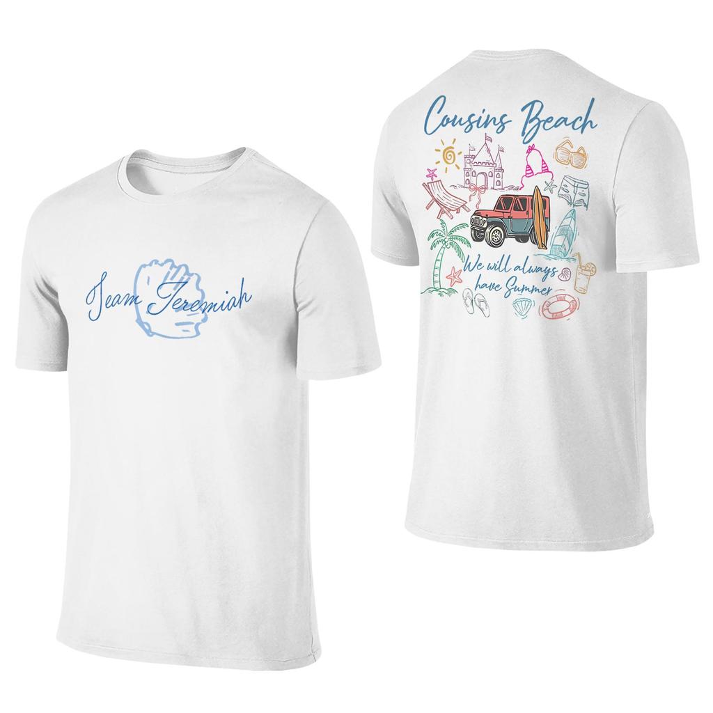 Summer I Turned Pretty Cousins Beach T-Shirt Round Collar Pure Cotton T Shirt Short Sleeve Tees 2-sided Plus Size Clothing