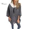 Lady Spring Fall Coat Stand Collar Zipper Closure Loose 3/4 Sleeves Jacket Cardiagn Colorblock Daily Wear Parties Office Top
