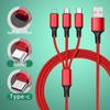 3-in-1 Nylon Braided Fast Charging Data Cable - 2.1A