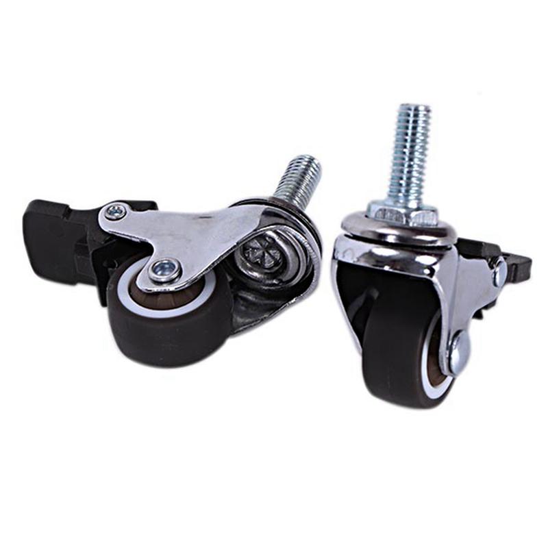 ABMH-12Pcs Mini Small Casters 1 Inch M8x15mm Tpe Silent Wheels With Brake Universal Casters Wheel