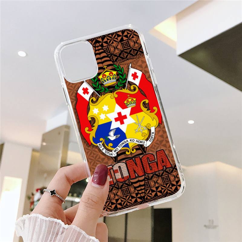 Флаг Силы Тонга Чехол для телефона для iPhone 11 12 Mini 13 14 15 Pro XS Max X Plus SE XR Прозрачный чехол