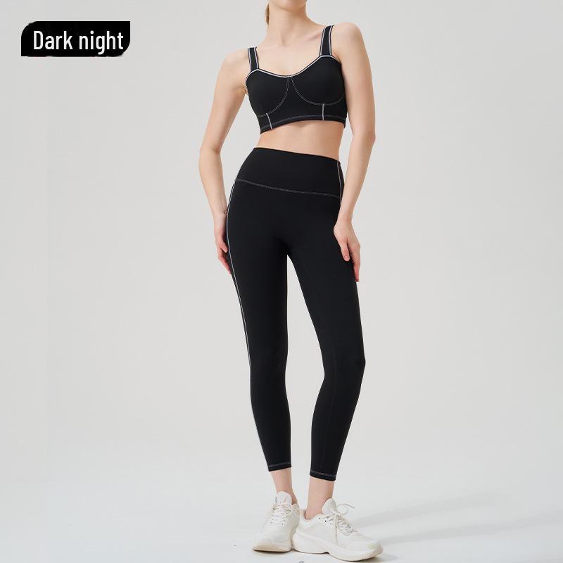 Высокоэффективный женский костюм для йоги и фитнеса: Однотонный, высокоэластичный, облегающий