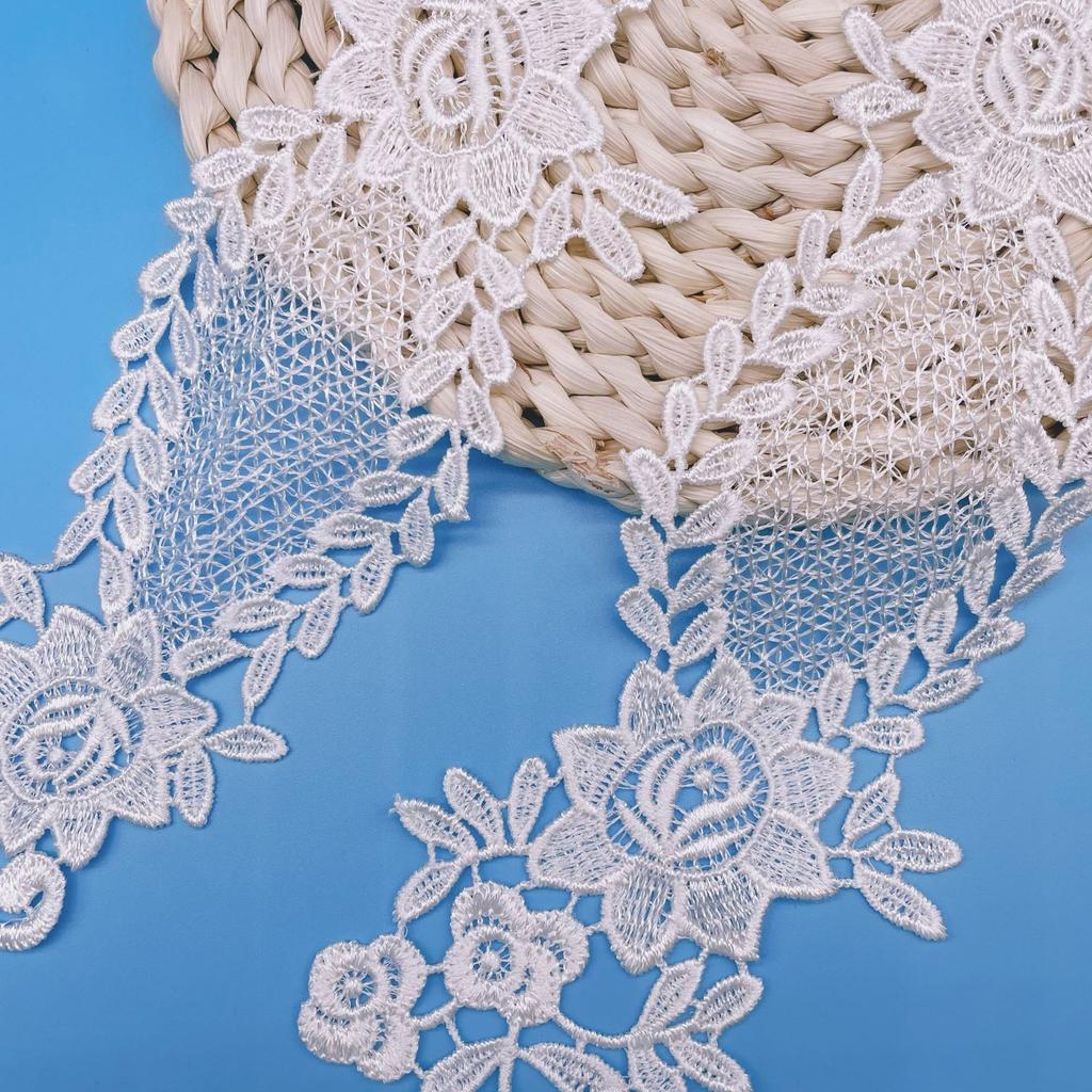 Water Soluble Flower Garment Accessories Water Soluble Polyester Silk Flower Embroidery Lace Polyester Light Hollow Flower Cloth Sticker Accessories