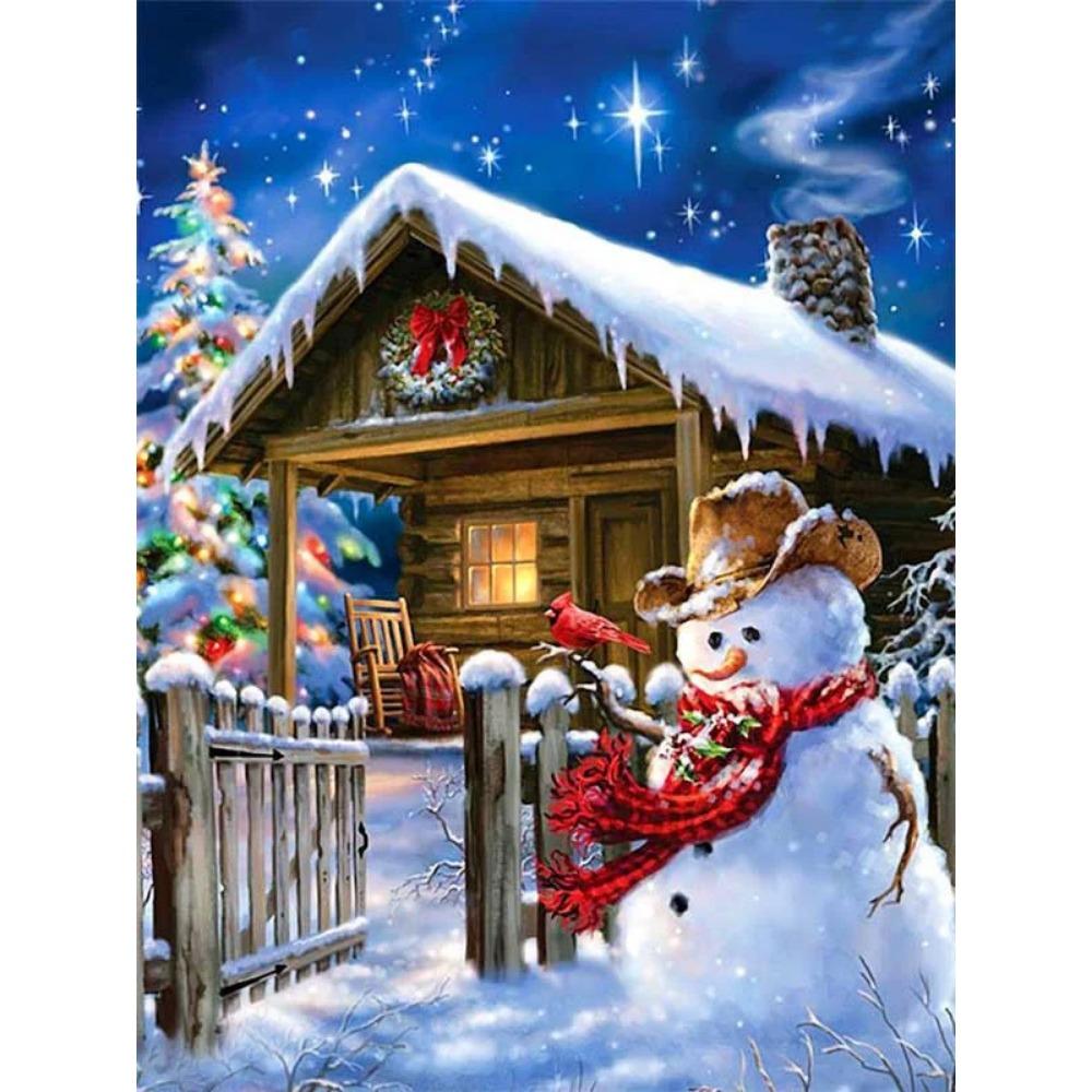 Алмазная живопись Art Full Drill Снеговик Алмазная картина Ручная работа Снежный день Diy Алмазная мозаика Картина Украшение дома Рождественский подарок