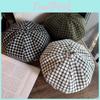 Color Clashing Grid Artistic Vintage Beret Hat Geometric Elements Women Spring