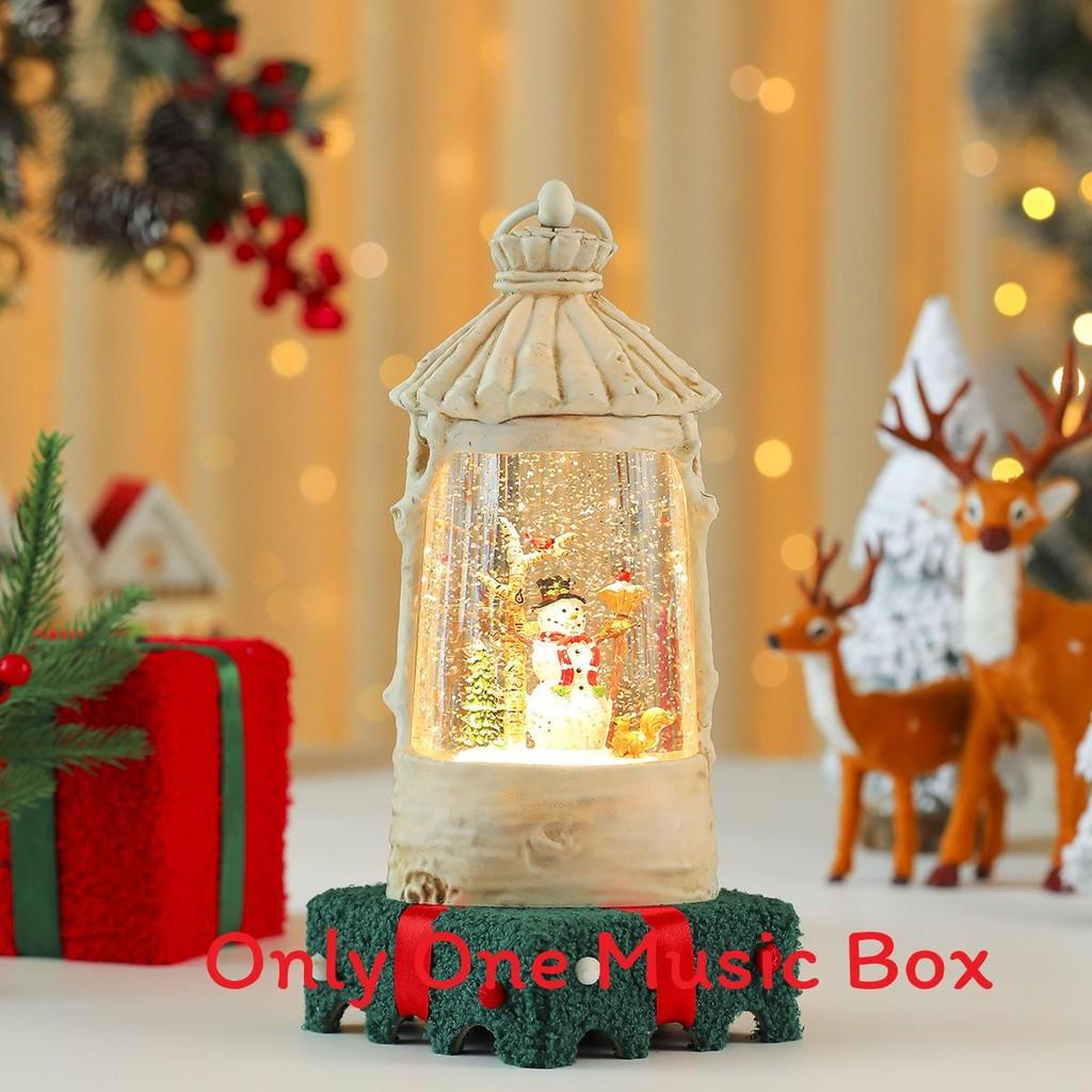 Christmas Crystal Music Box With Snowman Scene For Festive Tabletop Ornament