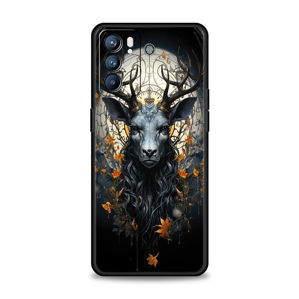 Чехол для телефона с рисунком оленя и личи для Oppo Reno 13 12 11 10 7 F Find X5 X6 A98 A80 A79 A78 A57 A54 A31 A17 Pro 5G Мягкий чехол из ТПУ