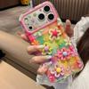 Яркий Клетчатый 3D Цветочный Жесткий Чехол для Телефона iPhone 15 16 17 Pro Max Женский Минималистичный PC Чехол