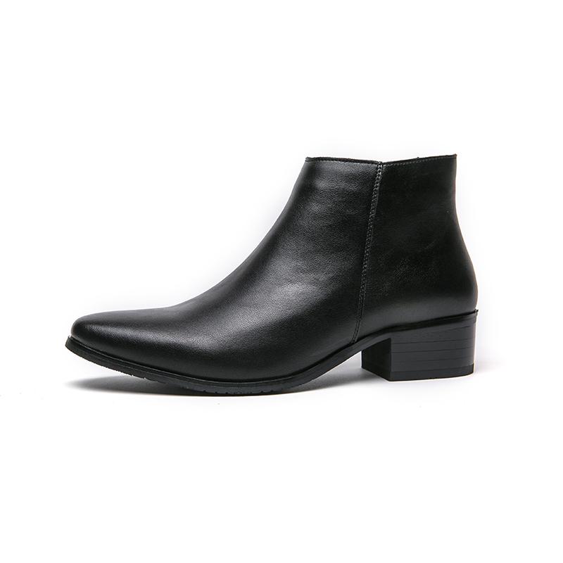 Мужские повседневные ботинки на высоком каблуке из натуральной кожи с боковой молнией, высококачественные модные мужские ботинки, стильная мужская обувь