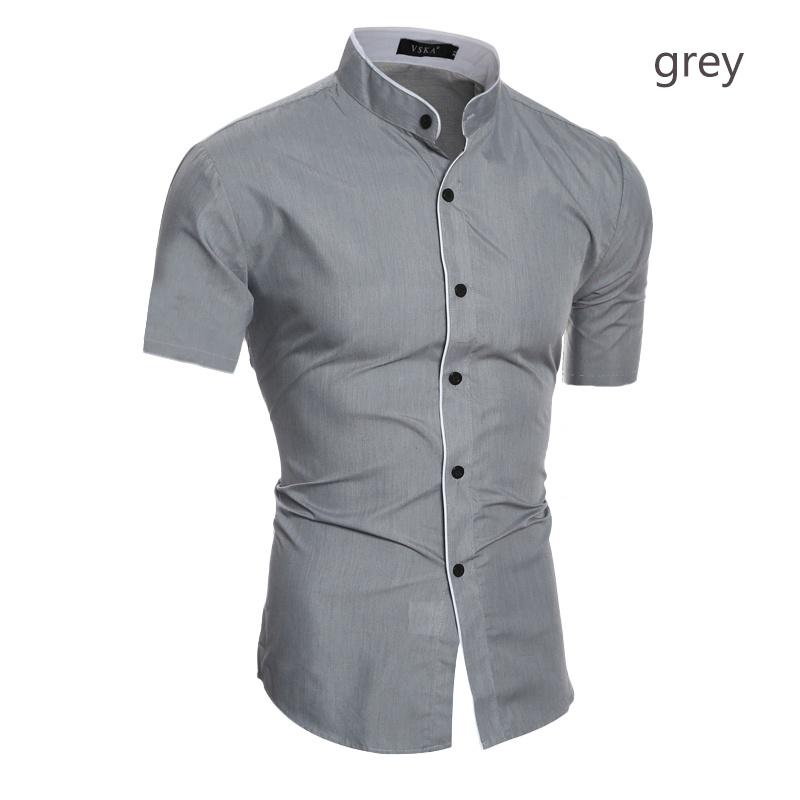 Новые модные мужские классические классические рубашки с коротким рукавом, приталенные рубашки на пуговицах, однотонные официальные повседневные топы и блузки