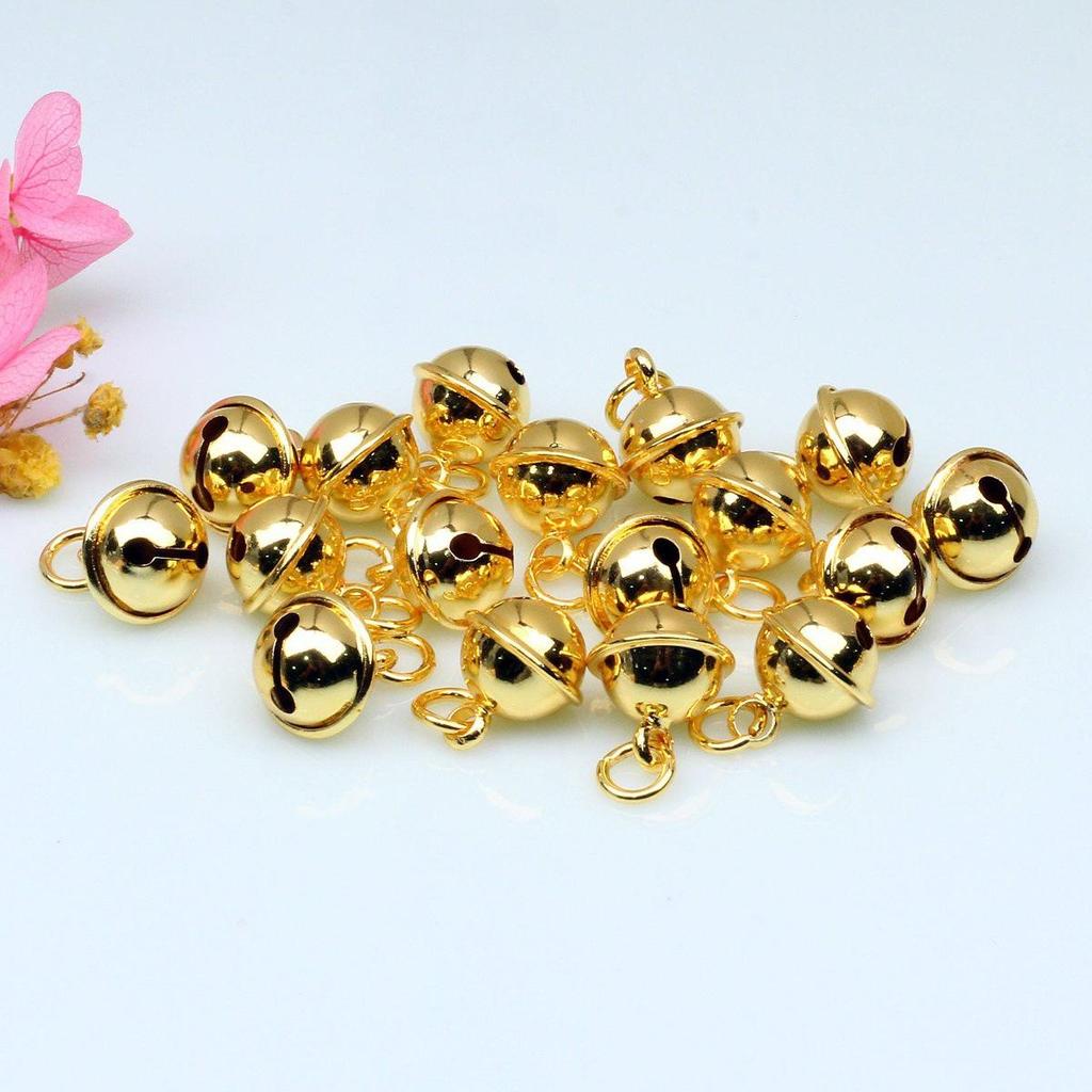 Sand Gold Plated Bell Pendant with Ring Ball Woven Rope Bracelet Charm - DIY Handmade Jewelry