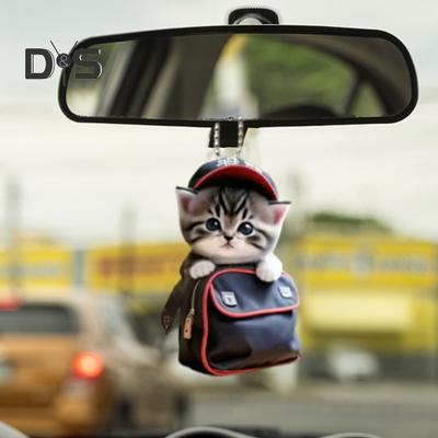 Подвеска в форме кошки, автомобильное подвесное украшение, реалистичное, легко повесить, автомобильное зеркало заднего вида, украшение, акриловый Рождественский декор