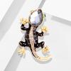LIZARD BROOCH Pin Salamander Black Rhinestone Enamel Costume Jewelry