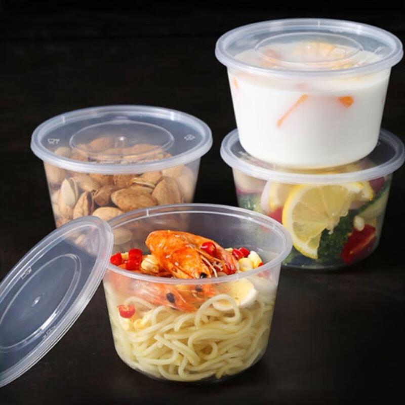 Disposable Round Transparent Plastic Takeout Containers with Lids