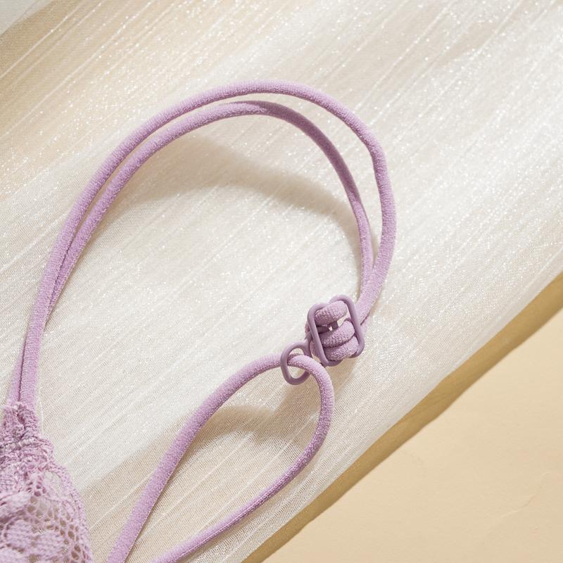 Women's Lace Bra Underwire Less See Through Bra Small Chest Triangle Cup Ultra-thin Lace Bra Pure Desire Beautiful Back Front Buckle Bra