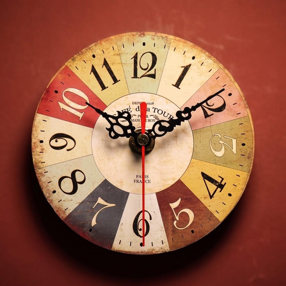 12 Inch Round Wall Clock Battery Operated Wood Wall Clock Rustic Wall Clock Bathroom