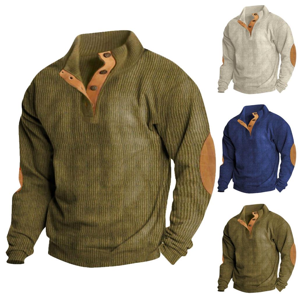 Весенний и европейский размер мужской уличный повседневный свитер с воротником-стойкой и длинными рукавами