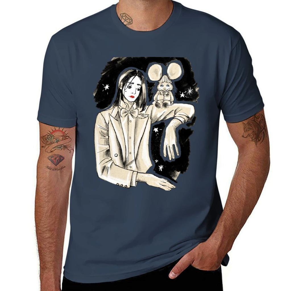 Singer And Mouse : Lucio Corsi T-Shirt black cotton t-shirt plain for man package t shirt for man 100 percent cotton T-Shirt
