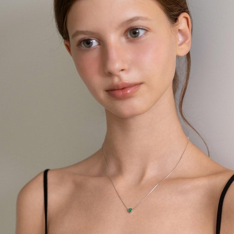 Tatiana (Серебро 925) Ожерелье с подвеской в виде сердца NZ2515 Зеленое