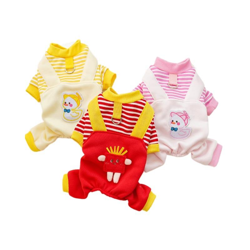 Домашняя собака Собачья одежда Кошка Осень и Зима Бархатный свитер для собаки Полосатый Средняя собака Корги Французский бульдог Послушный Кошачьи принадлежности