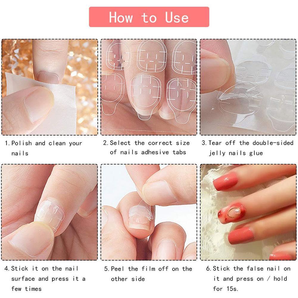 1 Sheet False Nail Glue Sticker DIY Fake Nails Double Side Clear Invisible Strong Jelly Gel Pad Press On Nails Manicure Tool