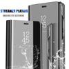 For Samsung Galaxy S25 FE / S26 FE Cover Luxury Plating Smart Flip Cases Clear View Mirror Transparent Casing Hp