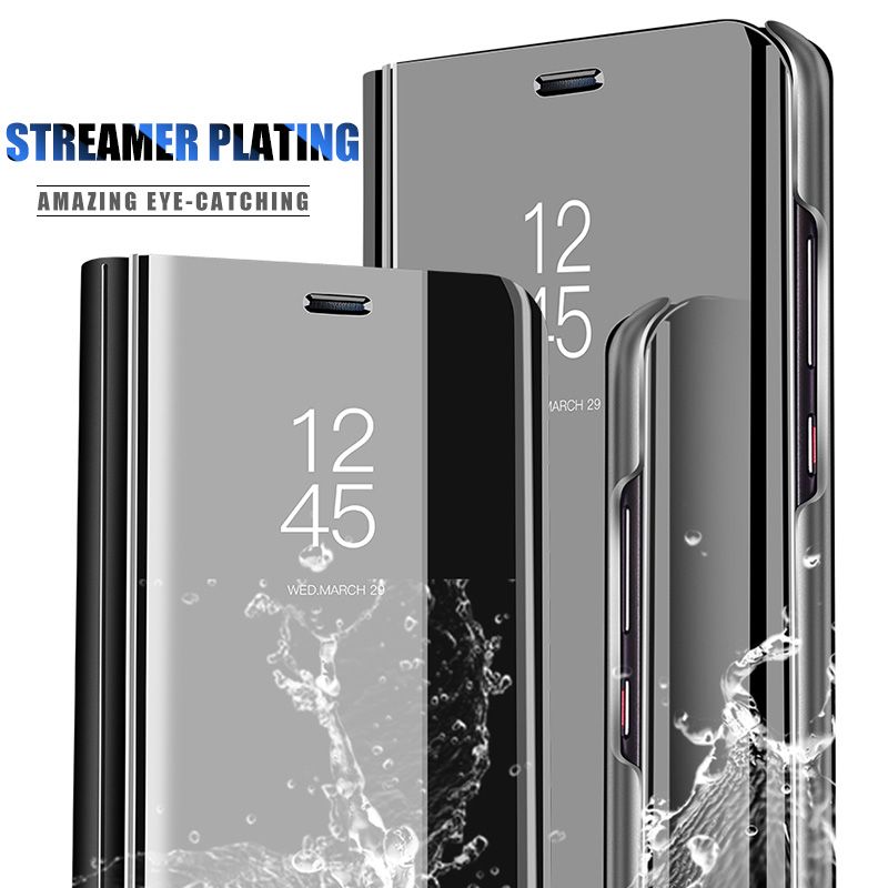 For Samsung Galaxy S25 FE / S26 FE Cover Luxury Plating Smart Flip Cases Clear View Mirror Transparent Casing Hp
