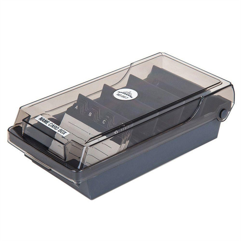 4 Dividers Name Card Organizer Large Capacity Index Card Holder Business Card Box Home Office