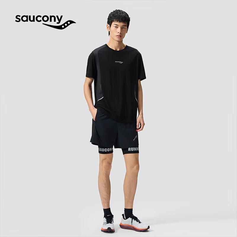 SAUCONY Мужская сетчатая футболка с коротким рукавом из шерсти мериноса