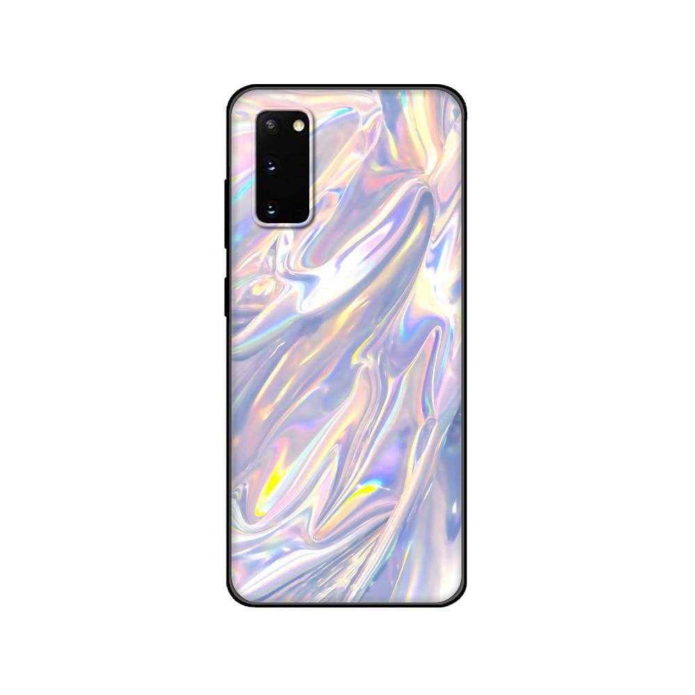 Черный чехол из ТПУ для Samsung Galaxy S20/S20 PLUS/S20 ultra/S20+/S20FE задняя крышка с голографическим переливающимся принтом