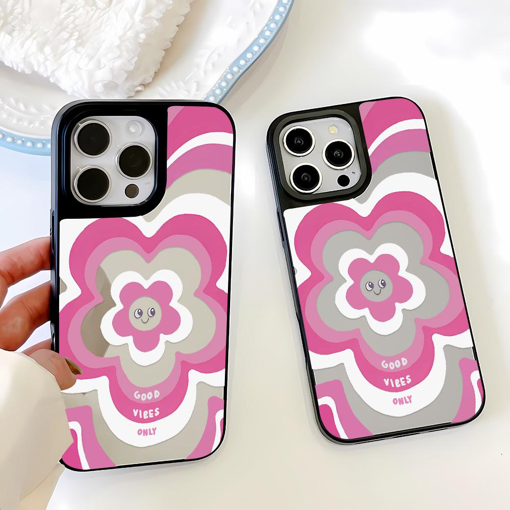 Mirror Phone Case for iPhone 15 11 13 14 for 15 16 Pro Max 12 13 16 Pro Cloud Flower and Animal Cute Style Phone Case