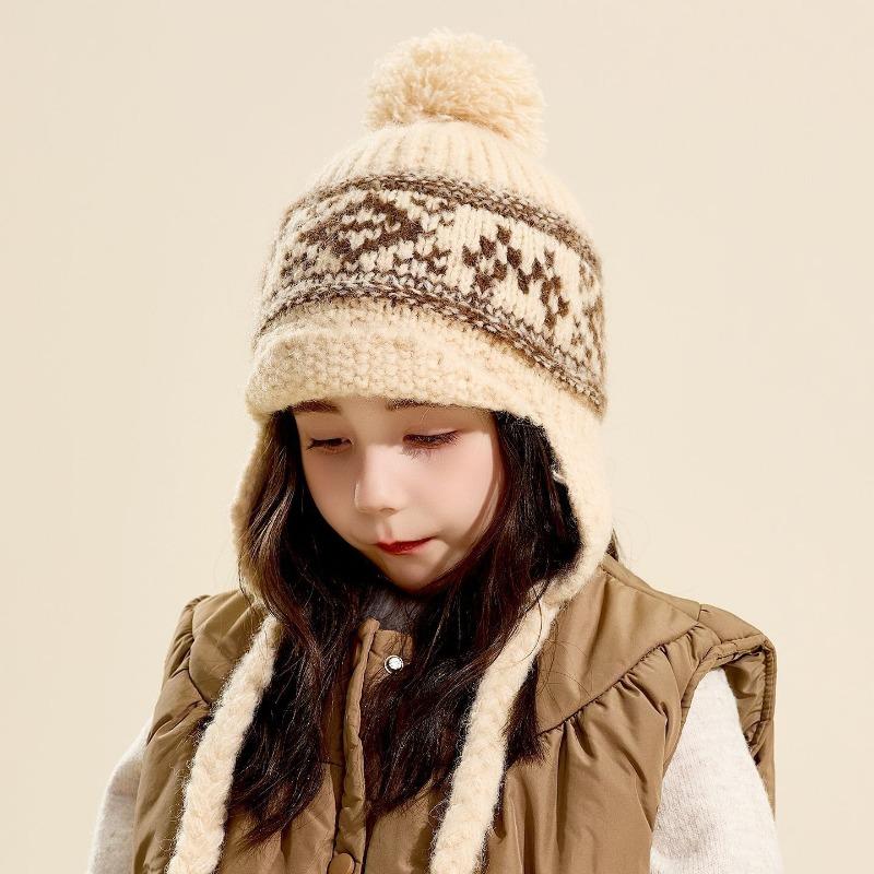 Winter Autumn Unisex Kids Knit Hat Earflap Warm Windproof Cap
