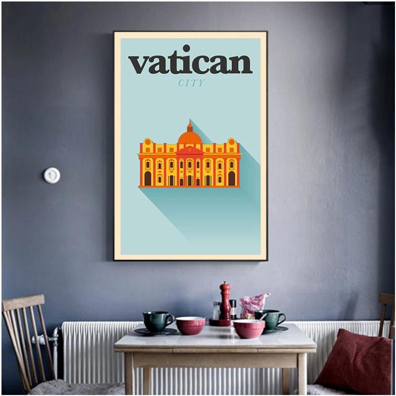Vatican Budapest Hungary Travel Canvas Paintings Vintage Wall Kraft Posters Coated Wall Stickers Home Decor Pictures Gift