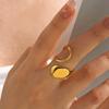 Stainless Steel Chunky Smooth Rings for Women Geometry Creative Hollow Water Drop Shape Rings Jewelry Gifts