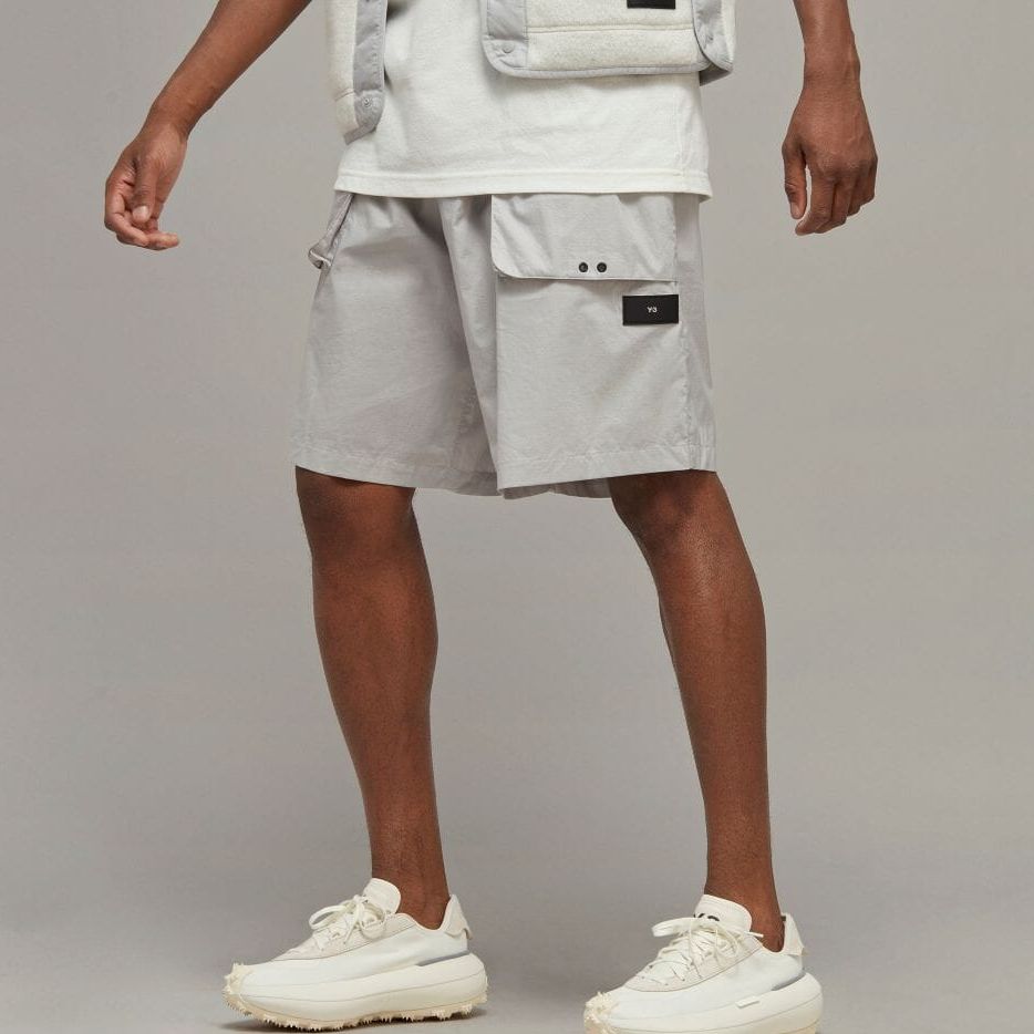 Y-3 SS23 Однотонные прямые повседневные шорты с большим карманом, мужские шорты серебристого цвета HZ8817