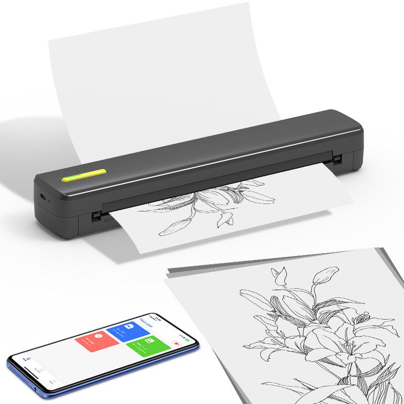 HZTZ-A4XY Портативный Bluetooth-термопринтер формата A4: Беспроводной, Совместим с телефоном, Идеально для дома и тату-печати, Хит продаж