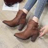 Retro Women's Boots 2025 New Square Heel Woman High Heel Shoe Female Rubber Ankle Boots Platform Short Boots Zapatillas Mujer