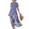 1116 European and American fashion digital printing V-neck dress vacation style