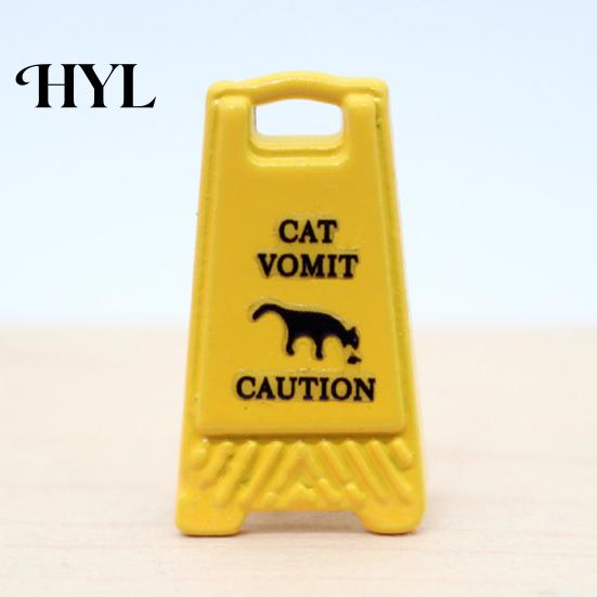 Doll House Floor Signs 5Pcs Mini Caution Wet Sign Single-side Realistic Miniature Dog Cat Vomit Tiny Danger Small Warning Desk Toy Dollhouse