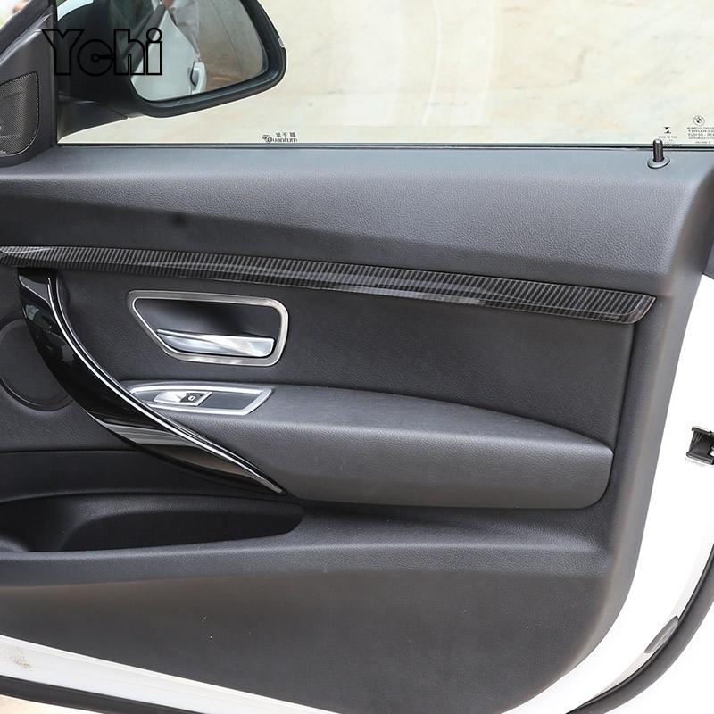 Для BMW 3 серии GT F34 2013-2018 ABS Углеродное волокно/Серебристый Декоративные полоски для внутренней двери автомобиля Отделка Аксессуары