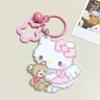 Kawaii Sanrio Hello Kitty Pixel Acrylic Pendant Keychain Cute Cartoon Sketch Keychain Student Bag Hanging Decoration Gift