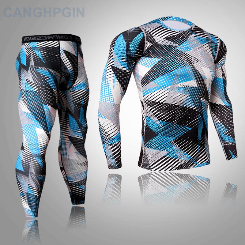 2 шт., комплект термобелья для мужчин Long Johns, леггинсы для фитнеса, компрессионный спортивный костюм, нижнее белье