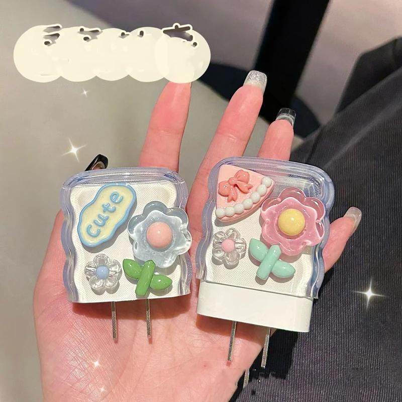 3D розовый цветок кабель зарядное устройство защитный чехол для iPhone 15 14 13 Pro Max 18W 20W зарядное устройство новый Data Line защитный чехол