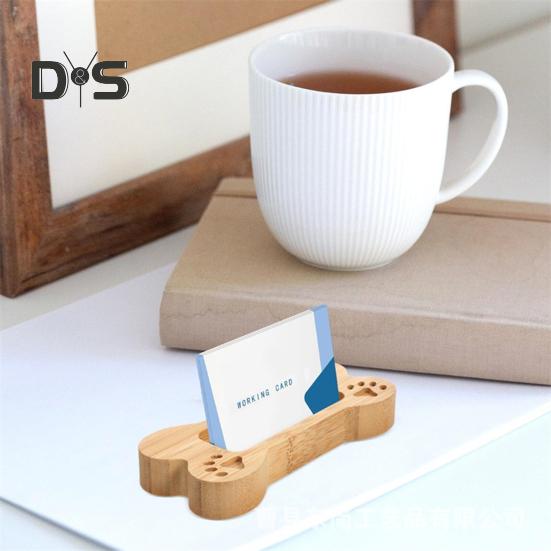 Desktop Business Card Holder Dog Bone Shape Curved Thick Wooden Stable Anti-slip Hospital Card Display Stand Office Card Organizer