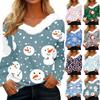 Рубашки с длинным рукавом для женщин Милые топы Рождественские принты Футболки Блузки Повседневные топы больших размеров Базовые топы Пуловеры
