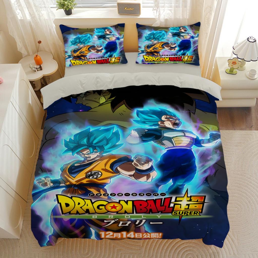 Japanese Anime Dragon Ball Bedding Set Goku Super Saiyan Duvet Cover Pillowcase 2/3pcs 3D Prints for Teens Quilt Cover