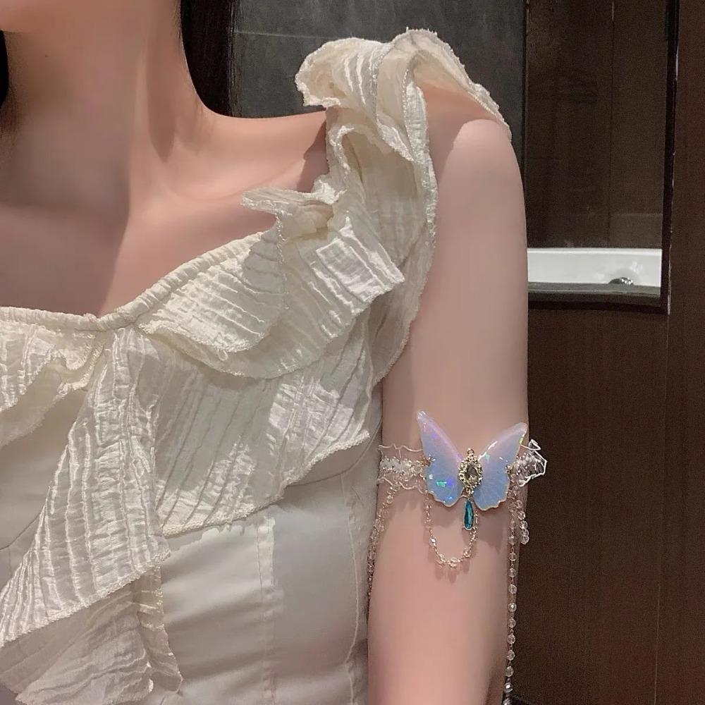 Fashionable Butterfly Pattern Elastic Lace Leg Chain Sweet Girl Party Women'S Body Chain Jewelry