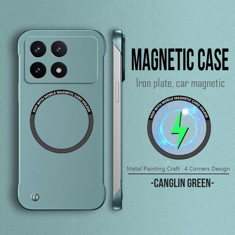 Магнитный металлический рисунок краски ультратонкий безрамочный чехол для телефона Xiaomi Poco X7 X6 F6 F5 Pro F3 чехлы для беспроводной зарядки