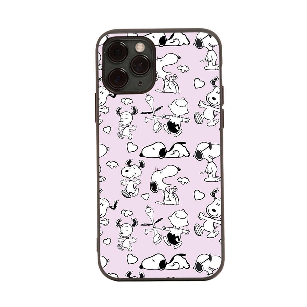 SM3 Lovely Snoopy Black Sofe Case for Samsung Note 20 Lite S24 Ultra S23 A03 A05 A06 A11 A71 A15 A16 A13 A24 A25 A33 A52 A53 A50 M55 M35 Plus